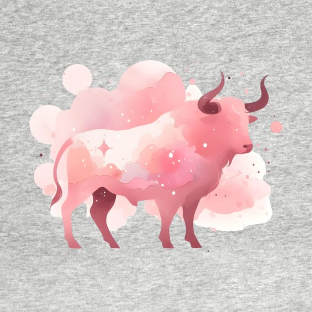 Pink Taurus watercolor by Batshirt